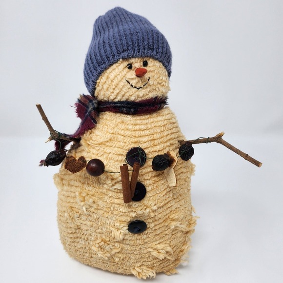 Snowman Figurine Rustic Decor‎ Winter Holiday Decoration Buttons Cinnamon - Picture 1 of 4
